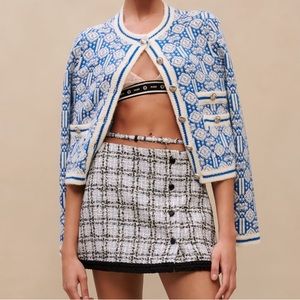 Maje Checked Tweed Skirt